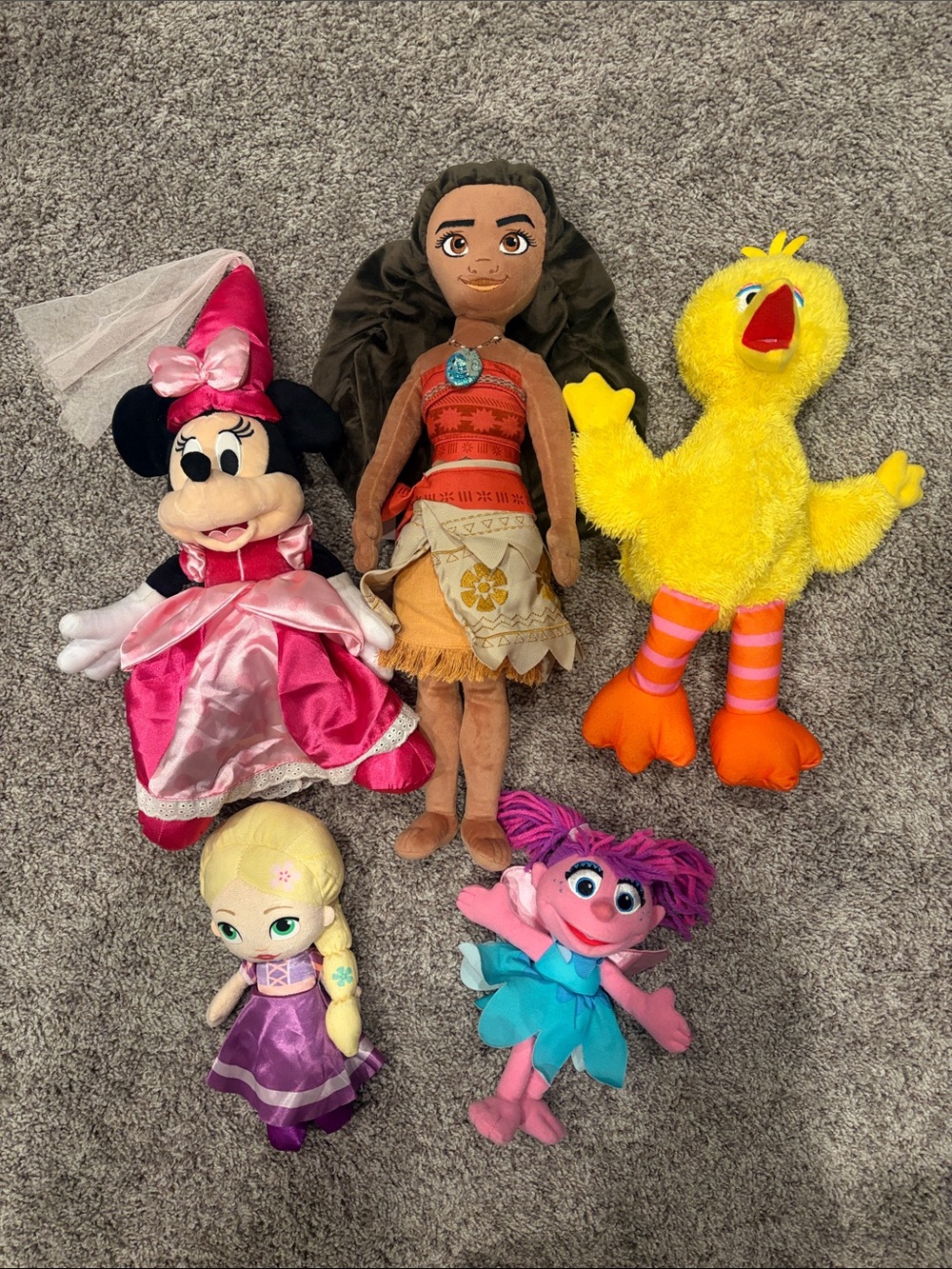 Set of 5 Plushies - Disney And Sesame Street